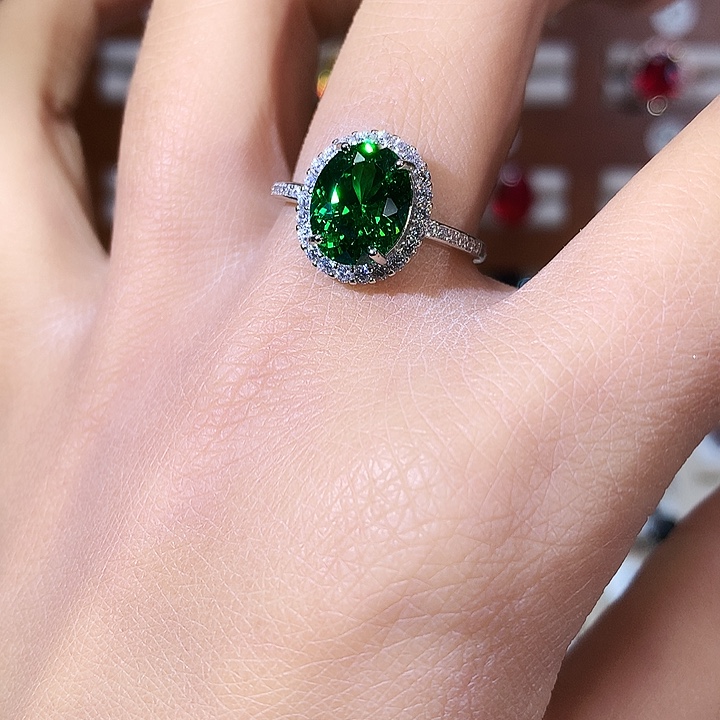 银S925镶嵌碧玺戒指白810