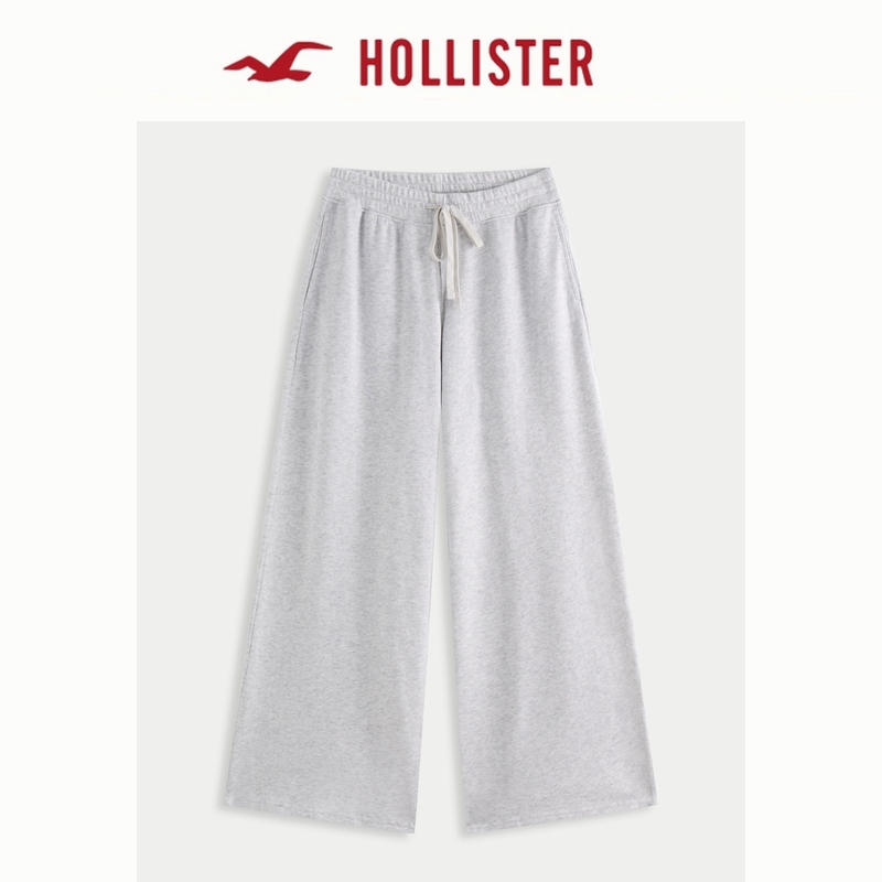 Hollister25秋季新款毛圈布美式vibe阔腿运动卫裤女装KI347-5121