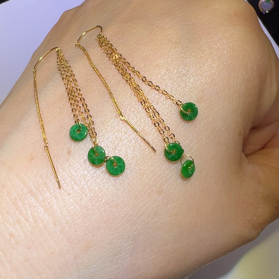 翡翠耳饰18K金镶嵌耳环