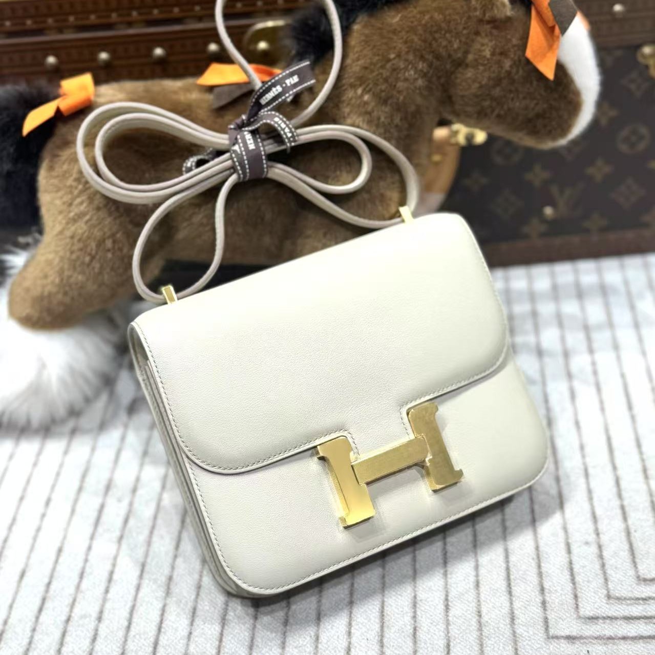 未使用 Hermes/爱马仕 贝贝/b刻冰川白康康19包