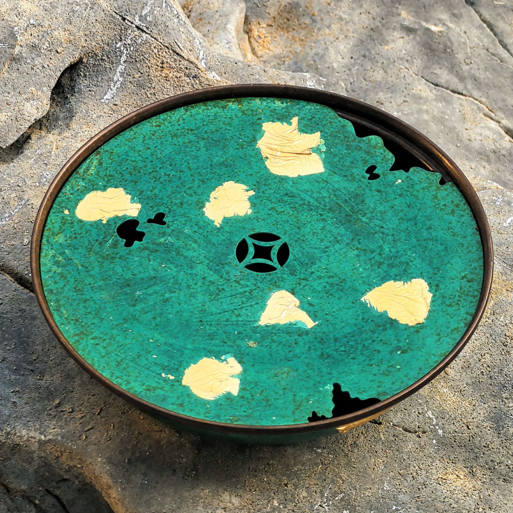 【东芳礼序】紫铜壶承储水壶承金箔干泡台铜钱大号（直径20*高5）