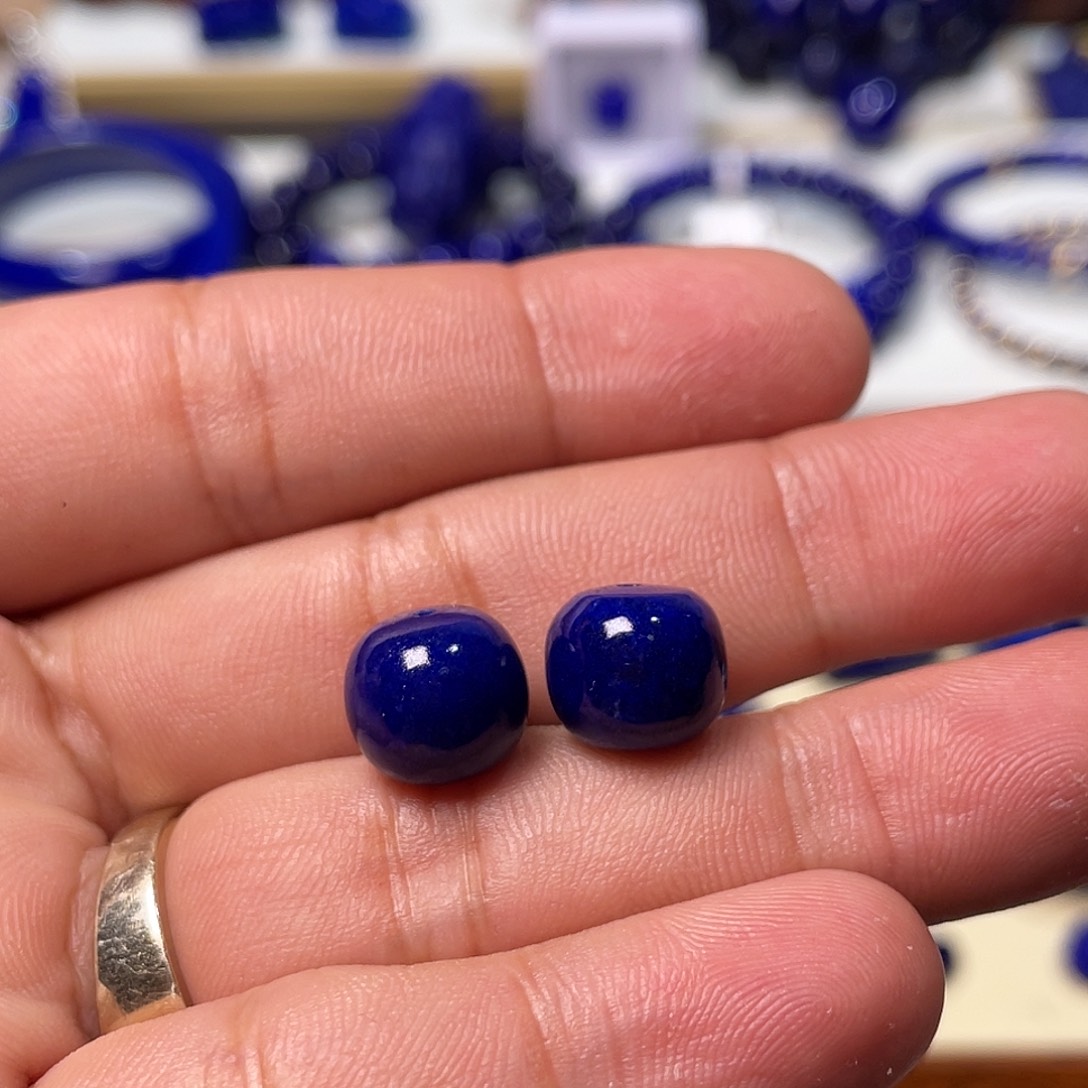 c***c青金石未镶嵌精品紫药水11mm老型对珠