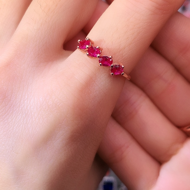红宝石戒指银S925镶嵌