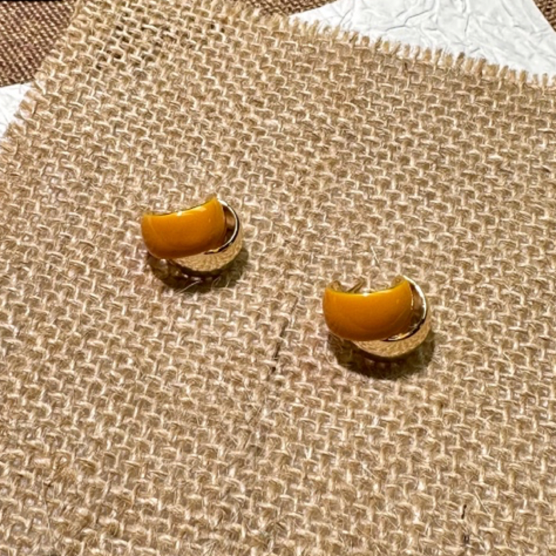 铜合金珐琅耳饰 美拉德风猫猫石简约高级感百搭气质耳钉