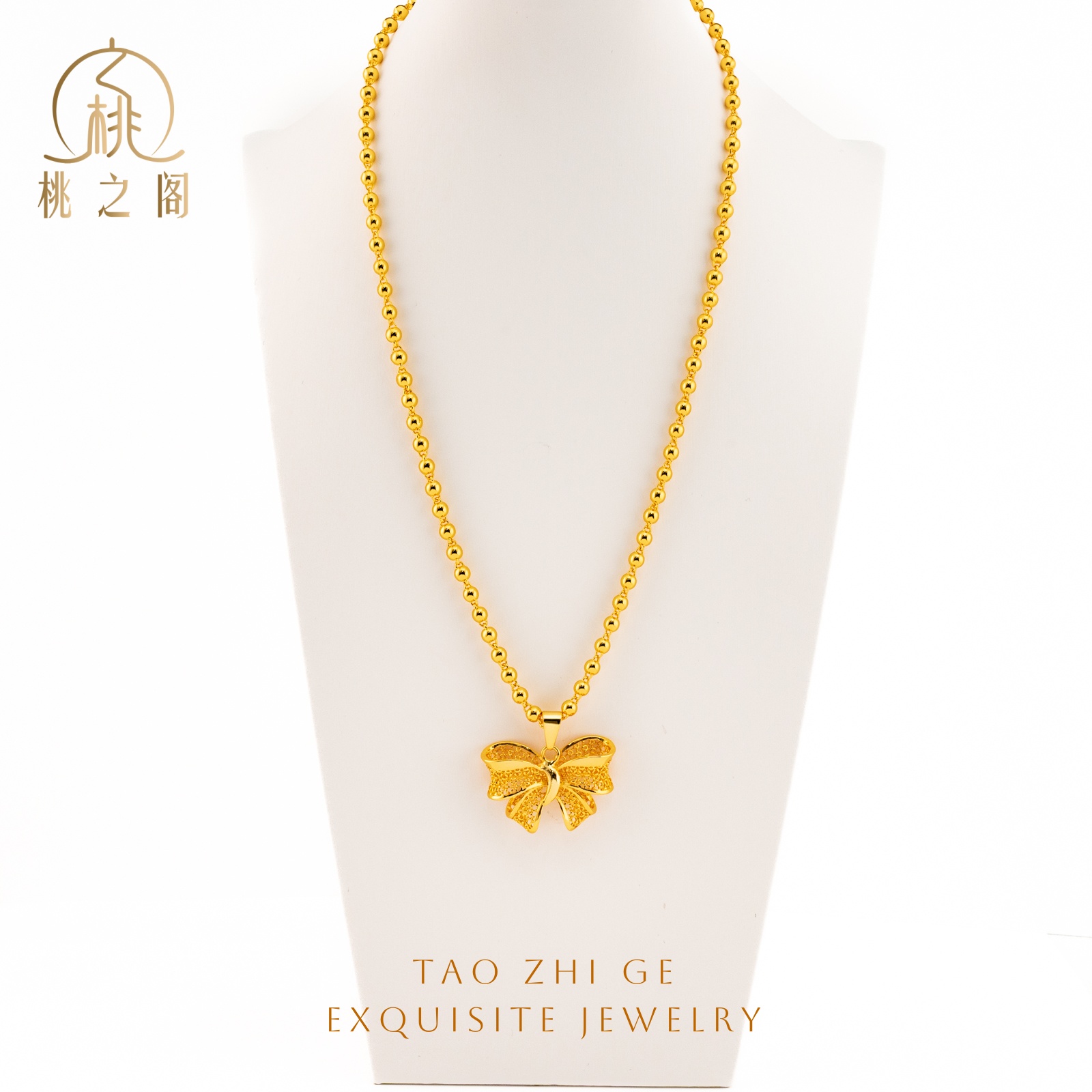 铜合金吊坠 蝴蝶结配卡四珠珠AG1149