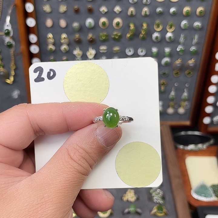 和田玉（碧玉）戒指银S925镶嵌和田玉20
