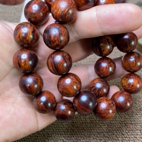 木海南红降花梨公1.8圆珠黑金高货