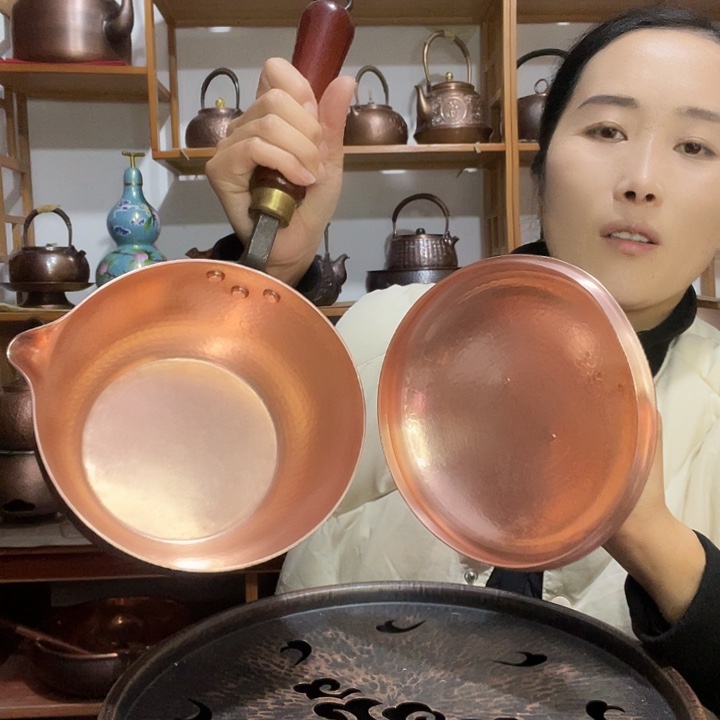 顺***蛇贵金属紫铜纯铜18厘米锅加厚