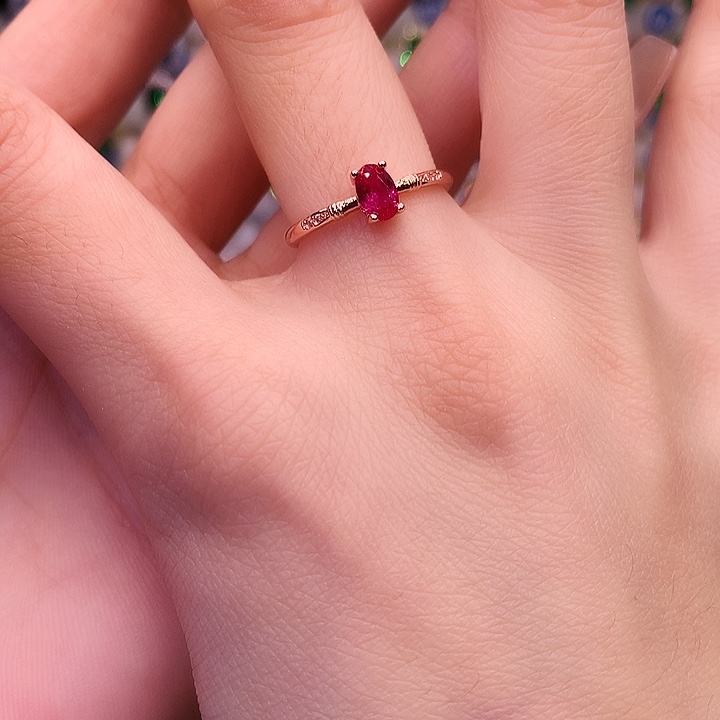 红宝石戒指银S925镶嵌