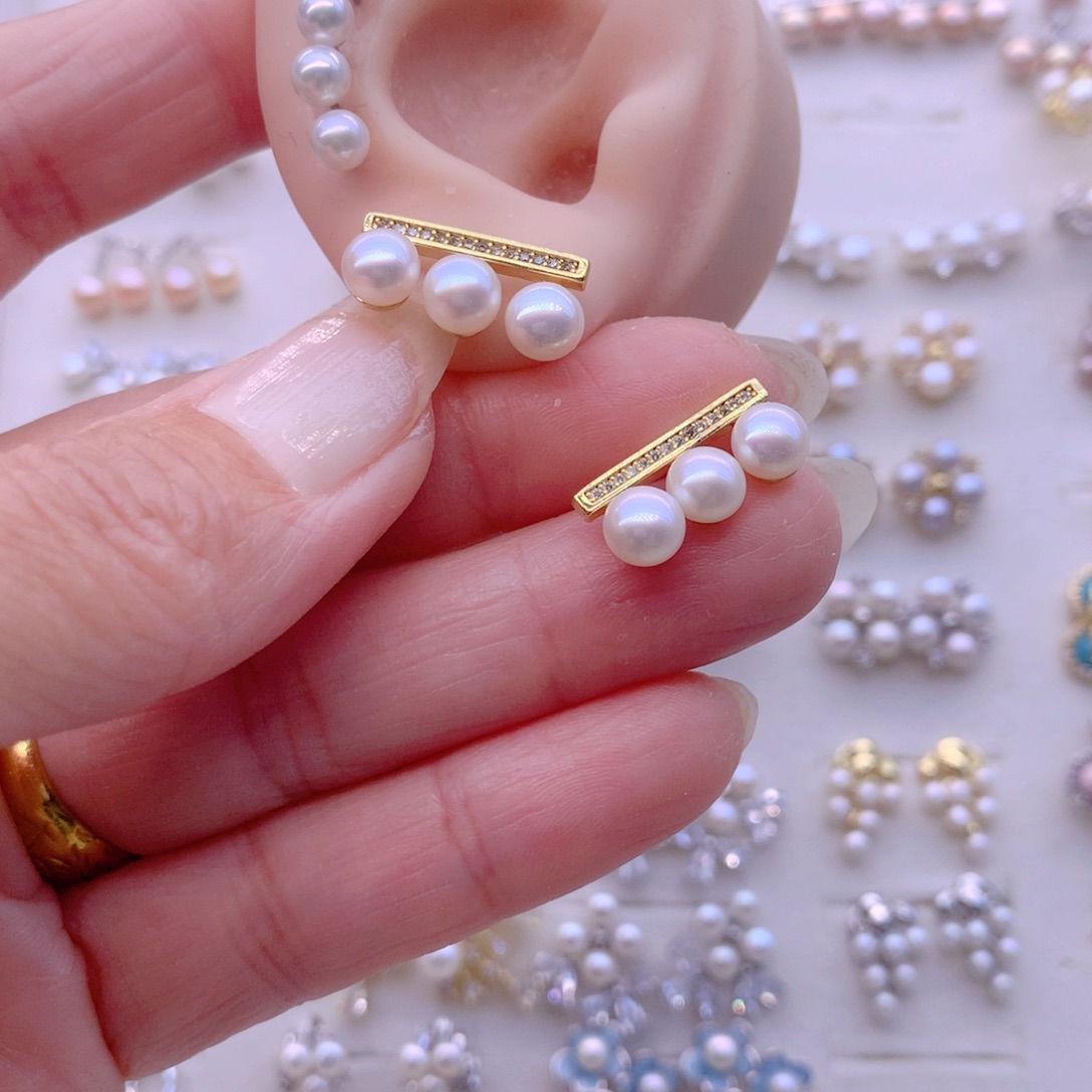 耳饰合金淡水珍珠