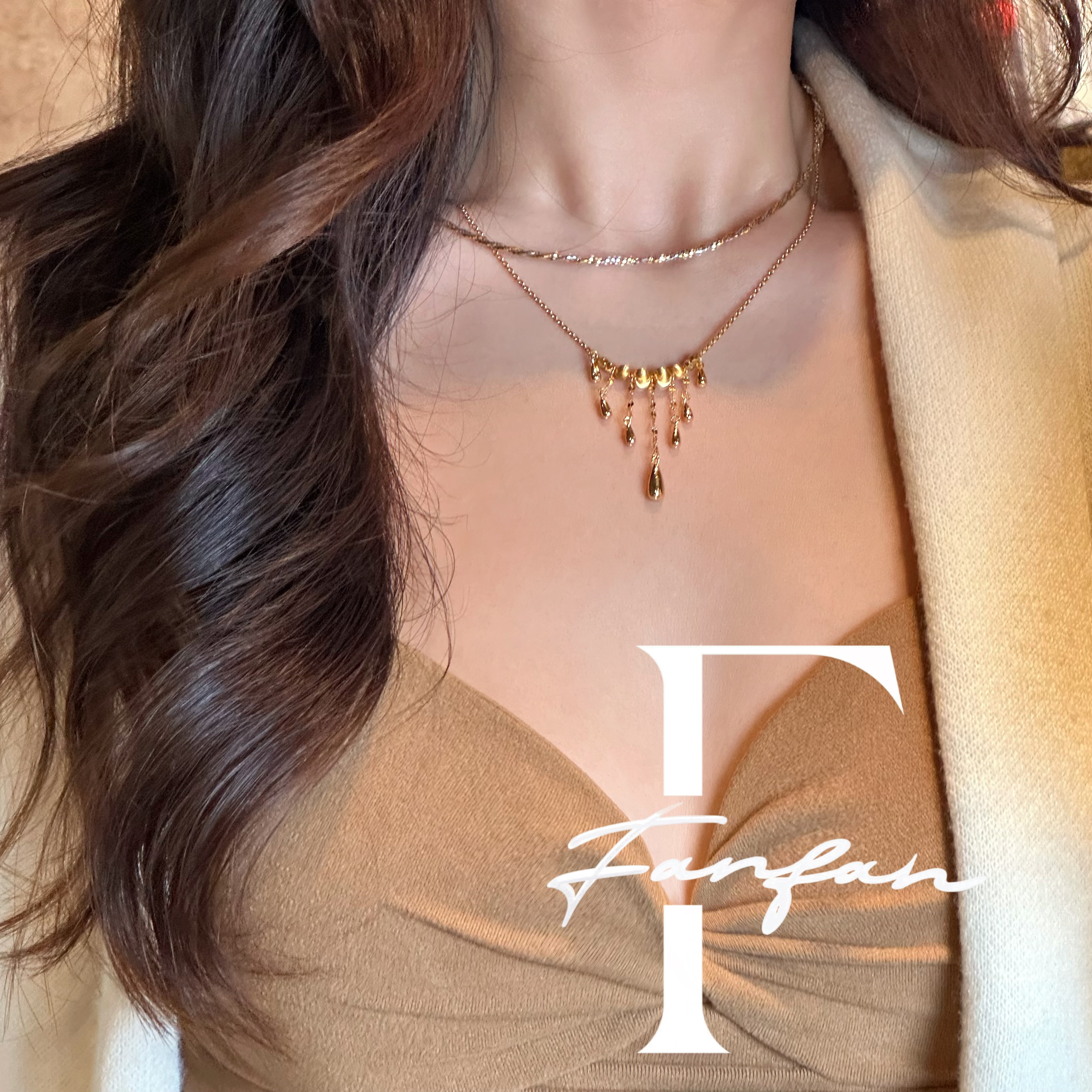 坠链均925银 【柔金滴落】锁骨的雨胡乱滴落  每一声都是心动的序曲