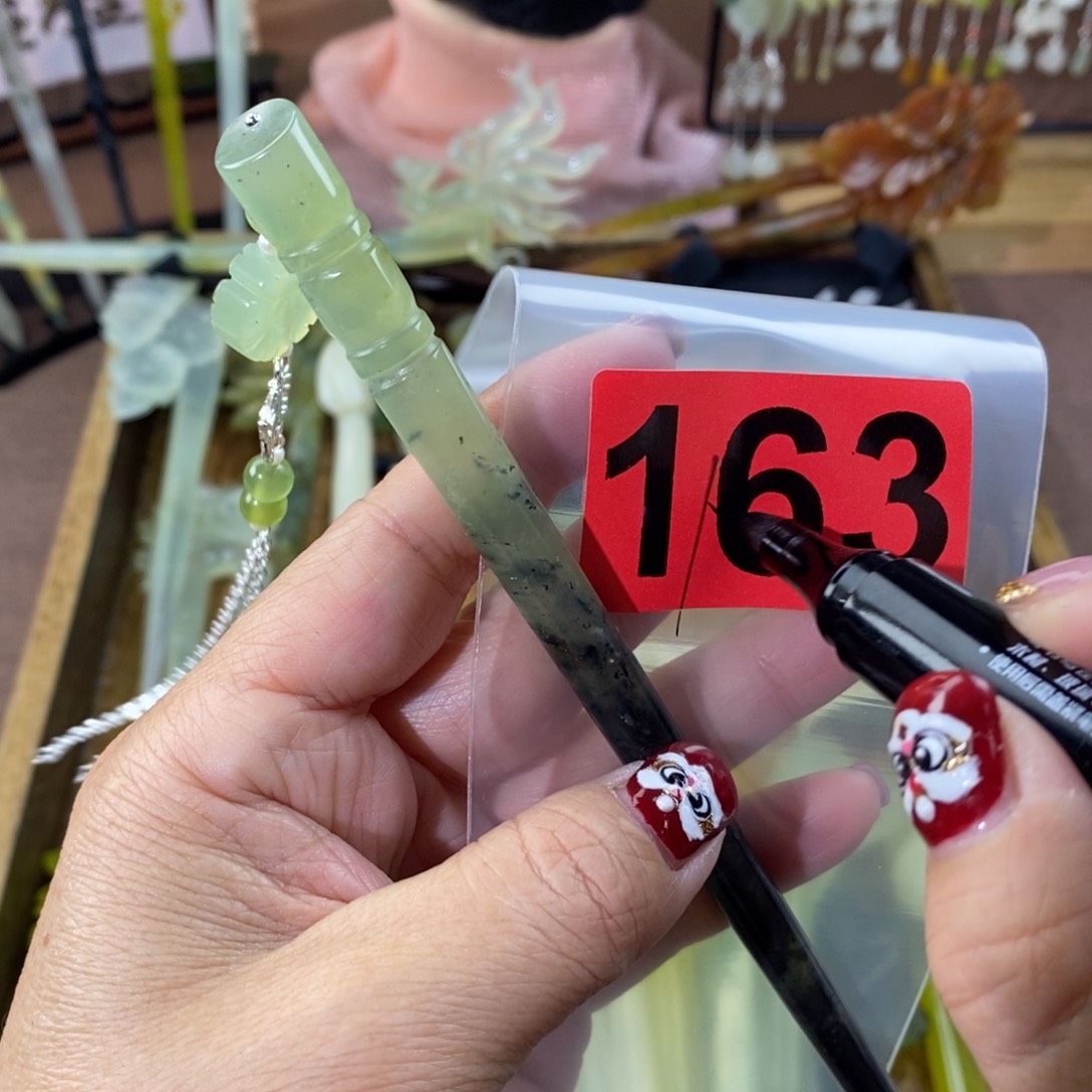 蛇纹石玉玉簪合金雨*妾