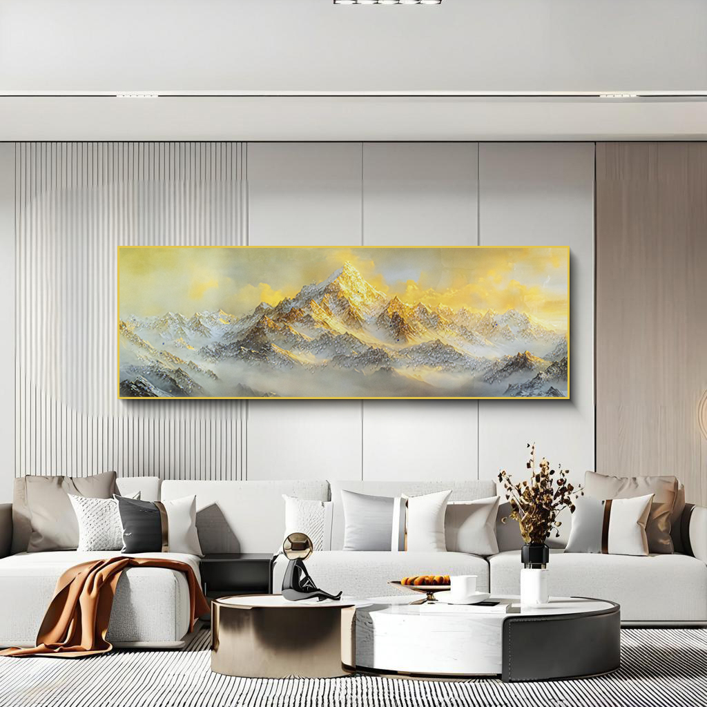日照金山客厅装饰画轻奢大气立体山水画沙发背景墙装饰画山70200