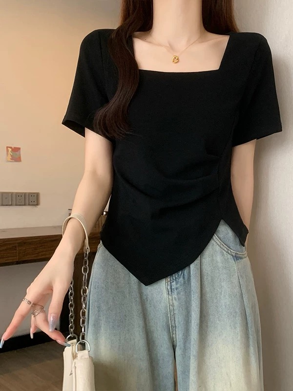 小婷子的女装！休闲风短袖少女风T恤设计感