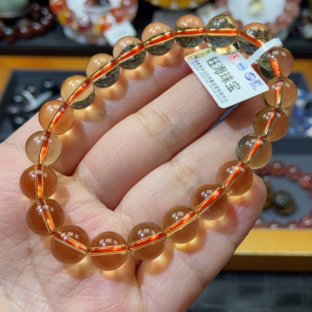 水晶黄水晶手链9➕毫米未镶嵌小****）
