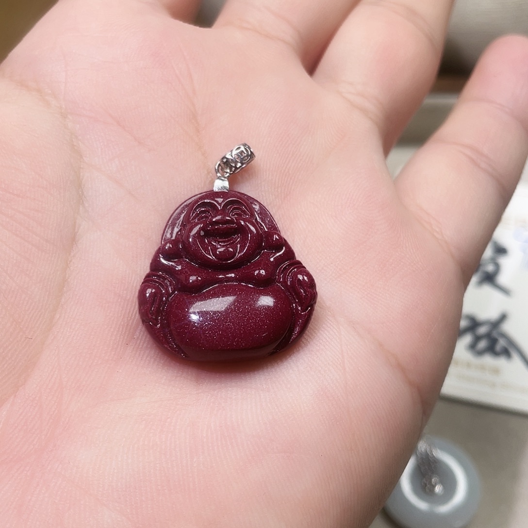 *****坠链均足银锆石佛公红色