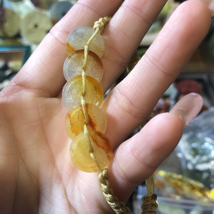 岫玉岫玉五帝钱手链未镶嵌