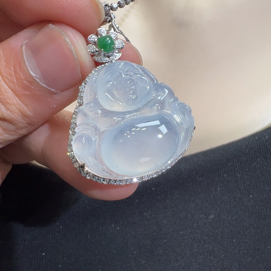 翡翠吊坠(不含链)18K金镶嵌