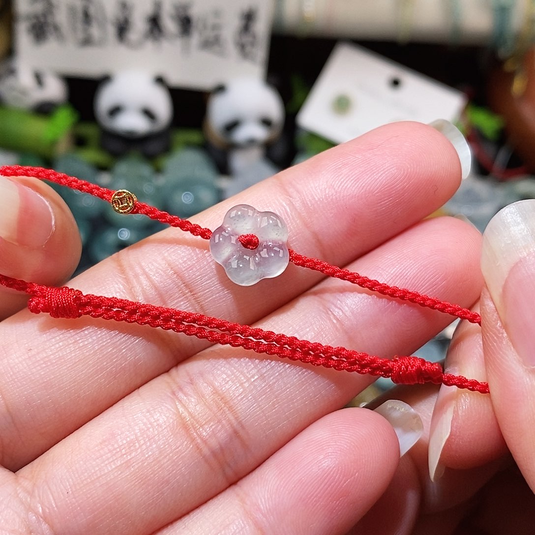 翡翠未镶嵌颈饰大花红绳15