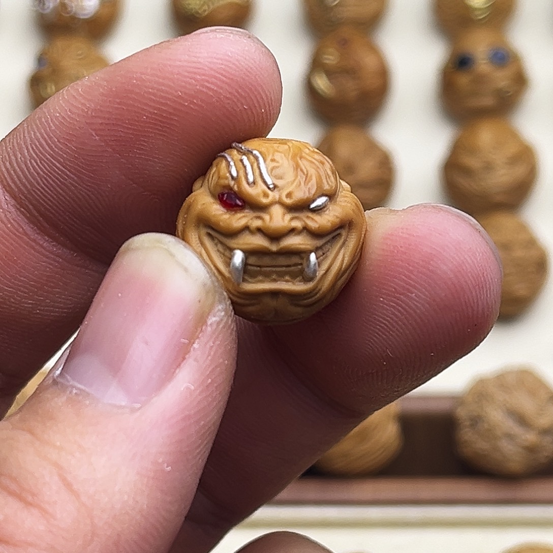 别***难猴头核桃吊坠镶嵌银暗媚17