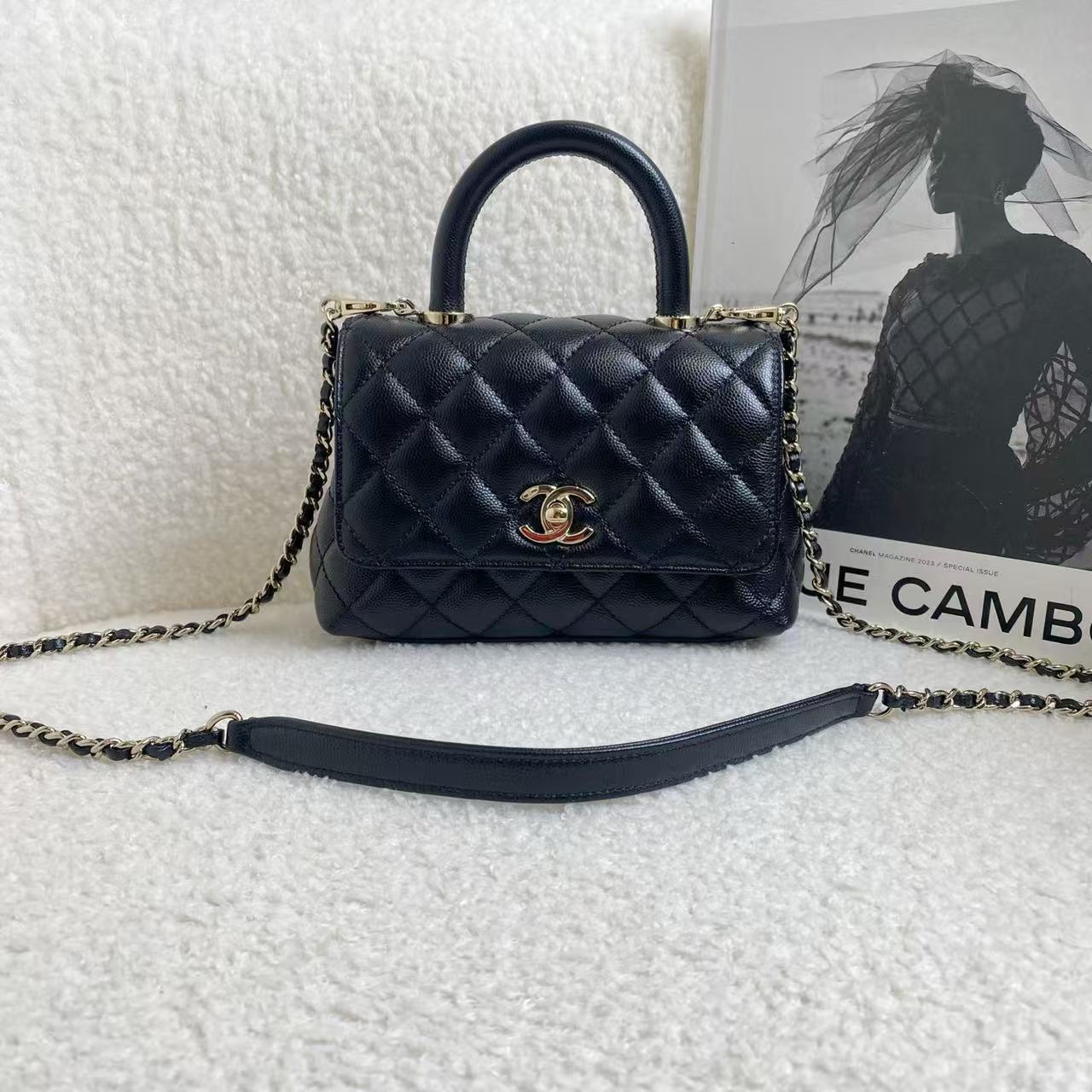99新 Chanel/香奈儿 壹臻/25k黑金handle mini/98700600/12期免息