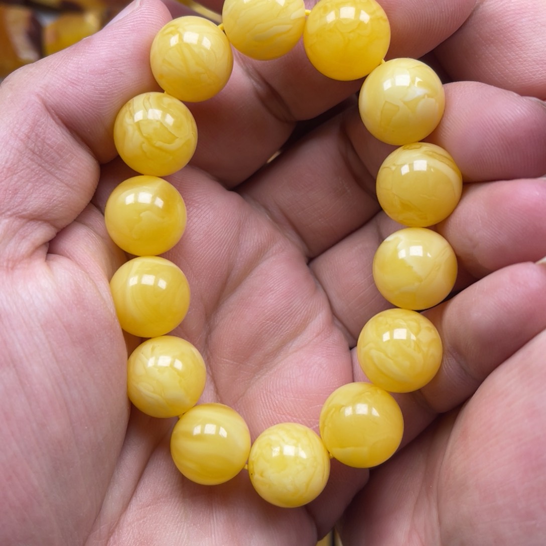 蜜蜡裸石未镶嵌手串