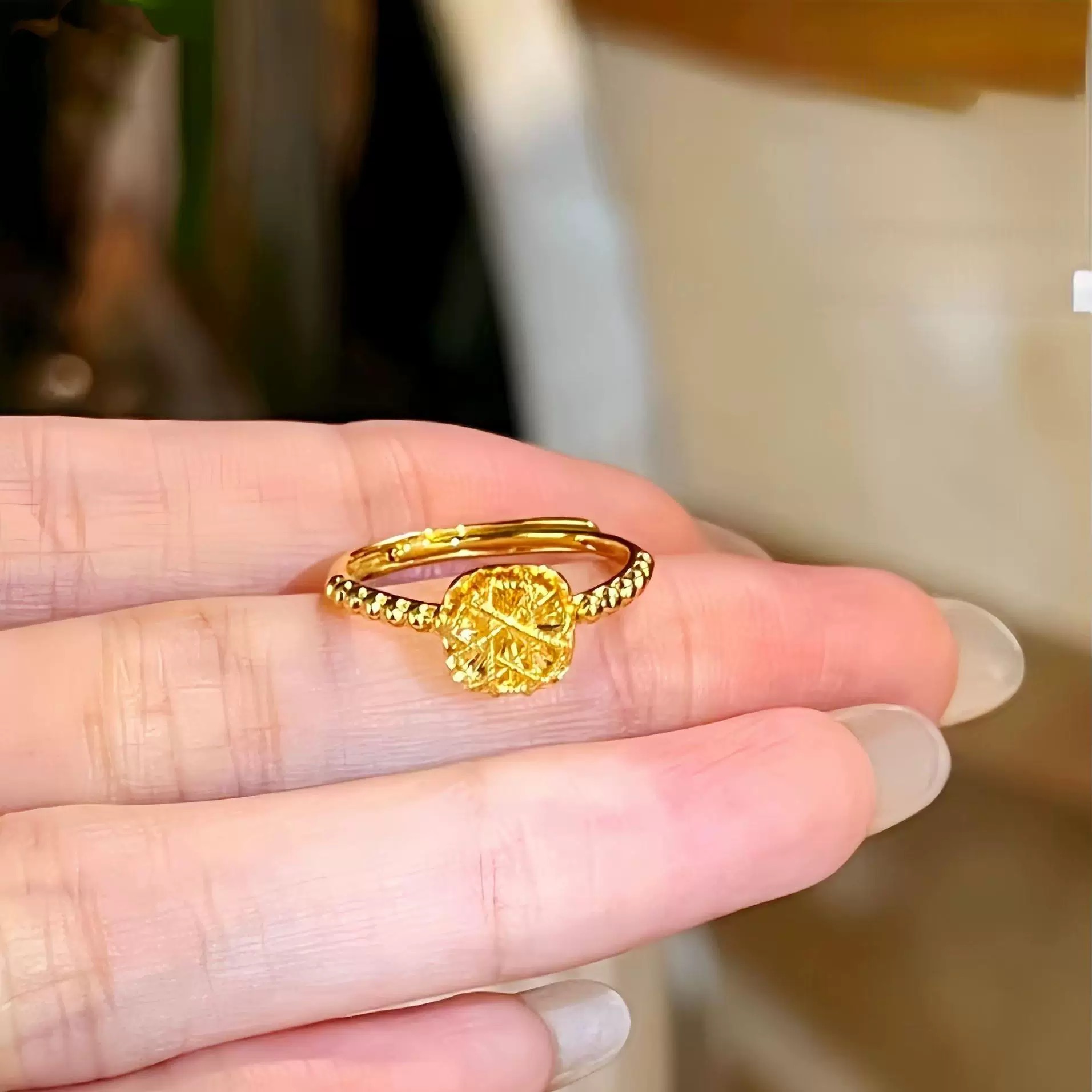 福韵天玺 合金戒指 《福系列》方糖戒指轻奢开口可调节女款女士精美