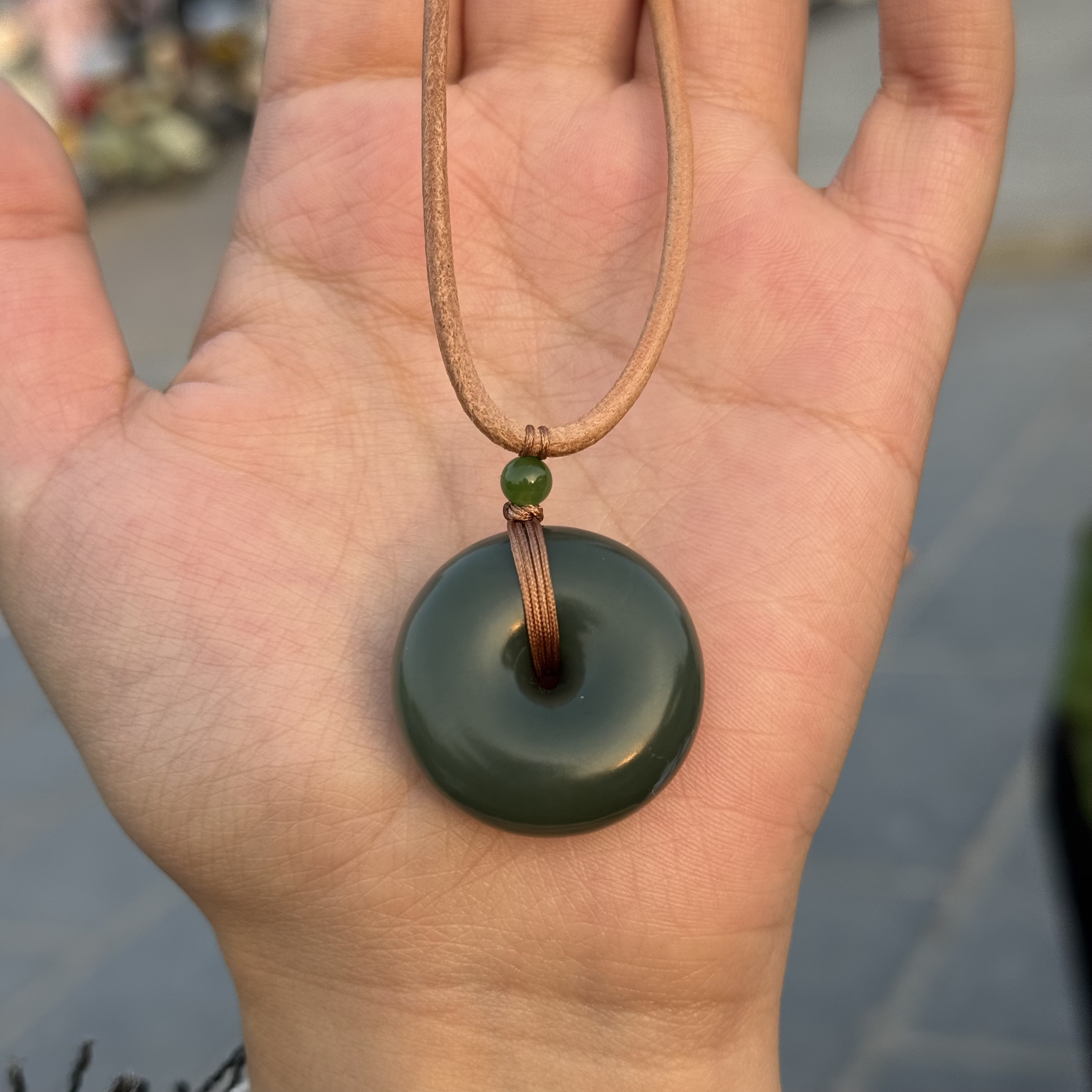 和田玉颈饰未镶嵌沙枣青平安扣李局拍一发一