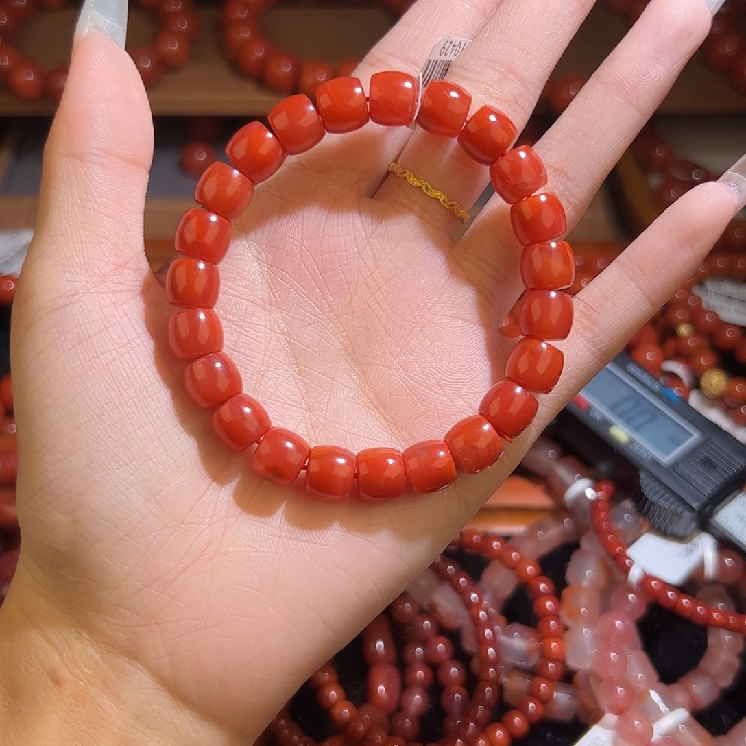 南红玛瑙手链未镶嵌9mm直切