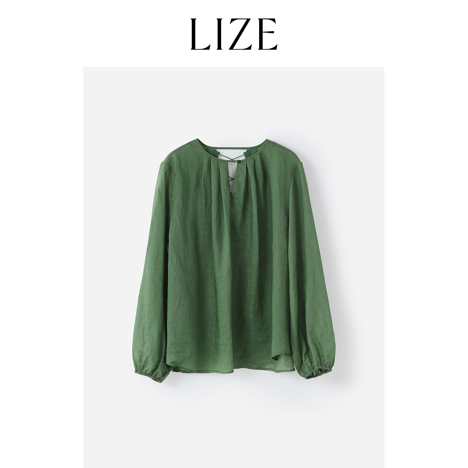 LIZE「沐清风」獨家定纺100苎麻.法式蕾丝钩花衬衫ZEA0375
