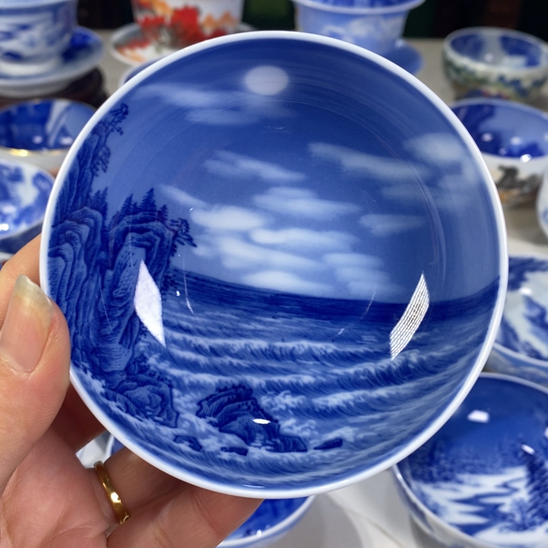 青花山水主人杯杯