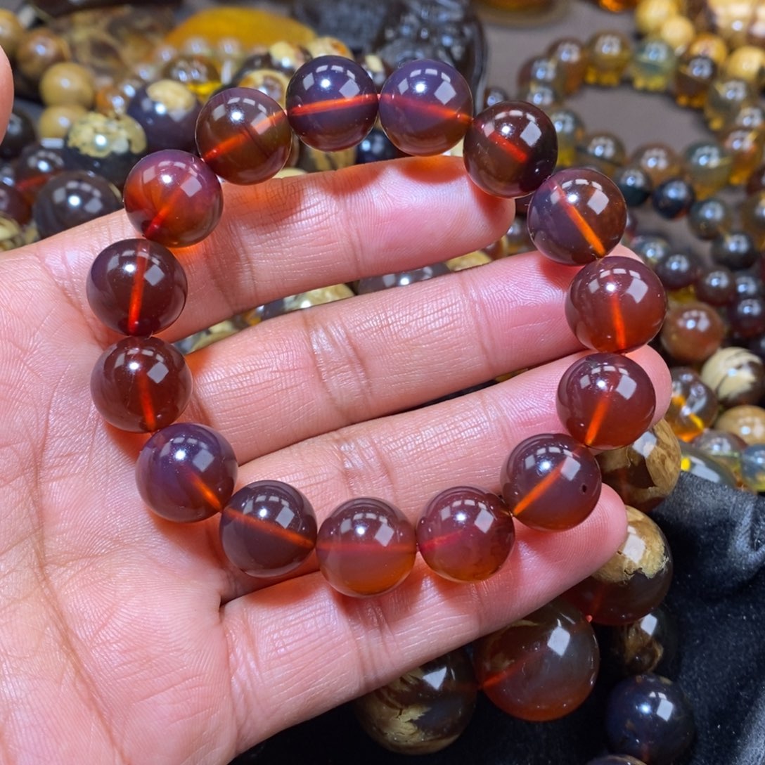 琥珀手链未镶嵌C****Q天然缅甸琥珀蜜蜡