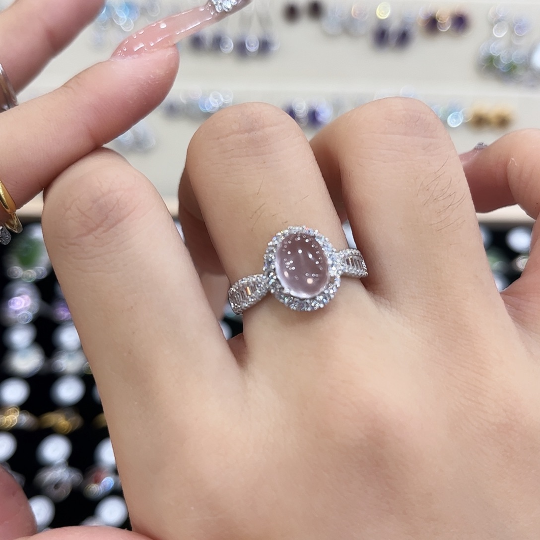 我***0银S925镶嵌戒指芙蓉石