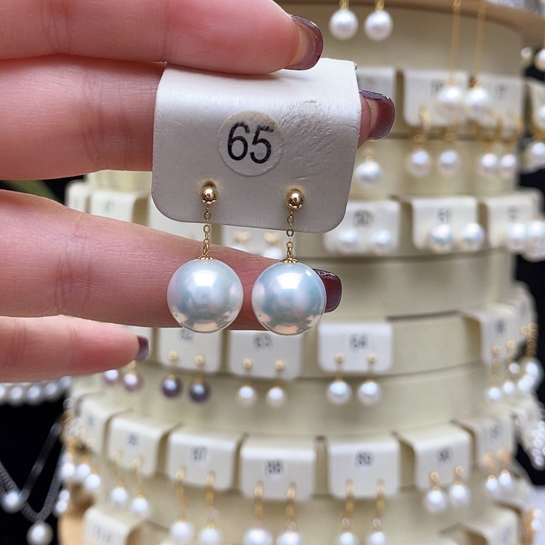 淡水珍珠耳饰18K金镶嵌