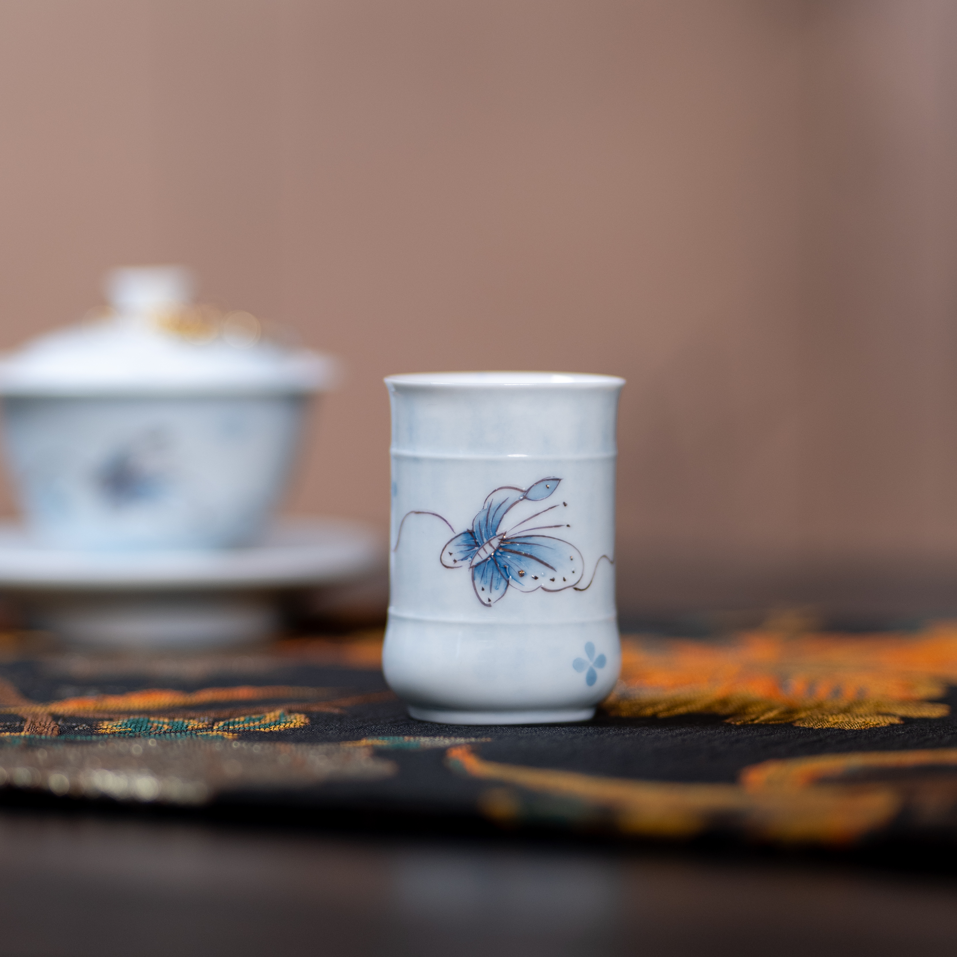 YC0005 源巢 蝶影蓝樱·竹节杯