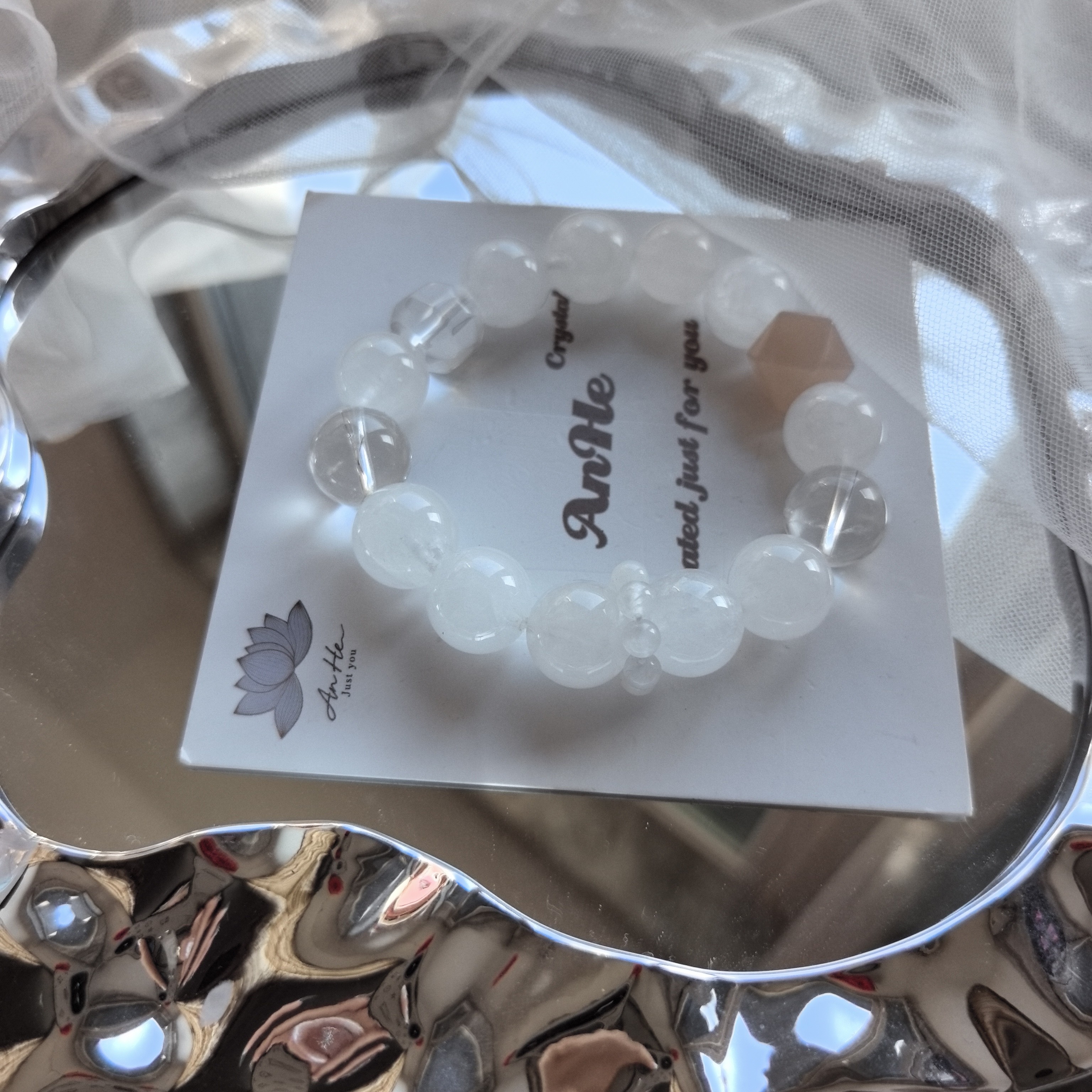 非金属仿水晶手镯 精致小众天然白幽灵少女手串
