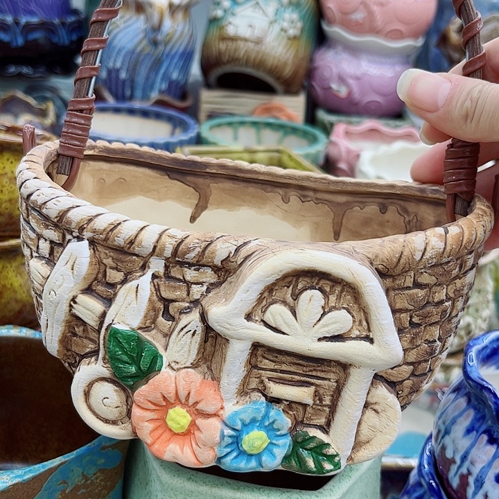 多肉绿植陶瓷花盆9.9包邮，有孔