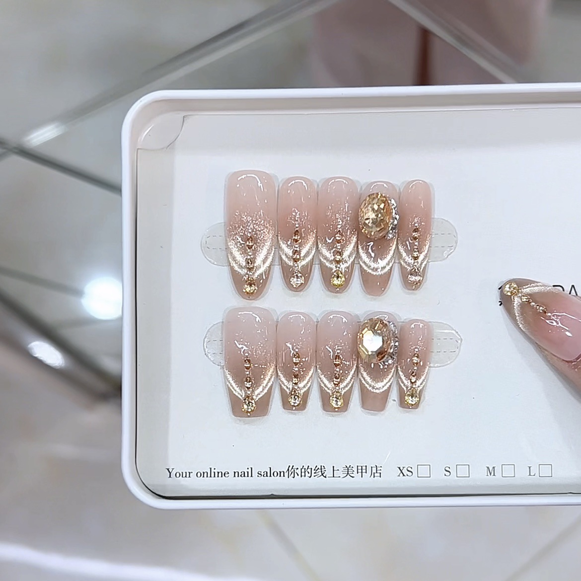 3000 NAIL “法式几何”设计师高定原创纯手工高级感猫眼显白穿戴甲