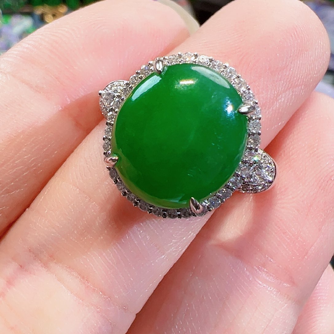 翡翠戒指18K金镶嵌 签收后24小时鉴赏期