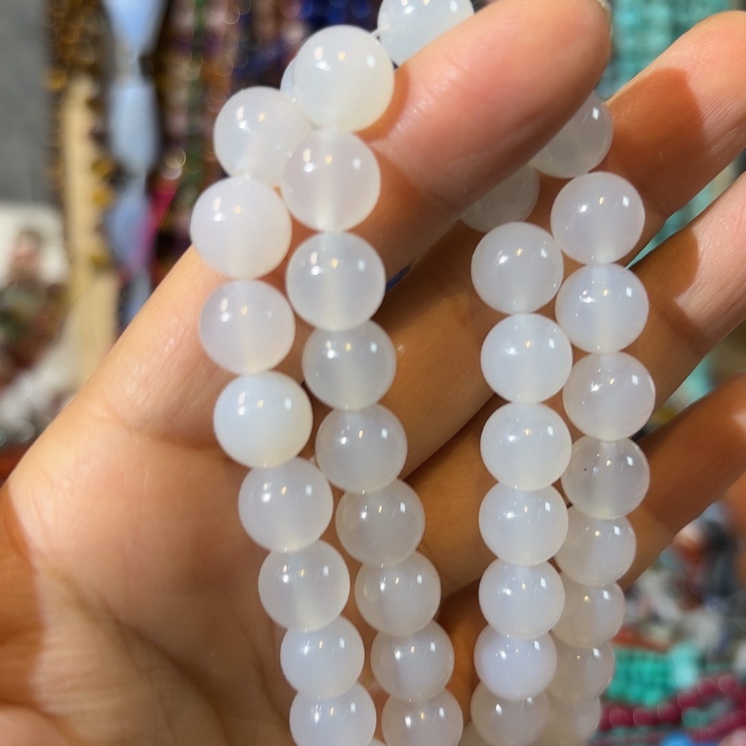 玛瑙/玉髓未镶嵌珠宝半成品白玛瑙卡10一条