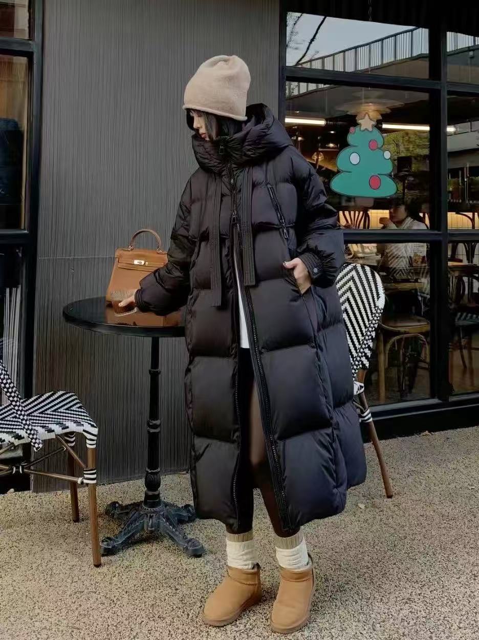 2025冬季新款加厚时尚百搭飘带爆款羽绒服外套