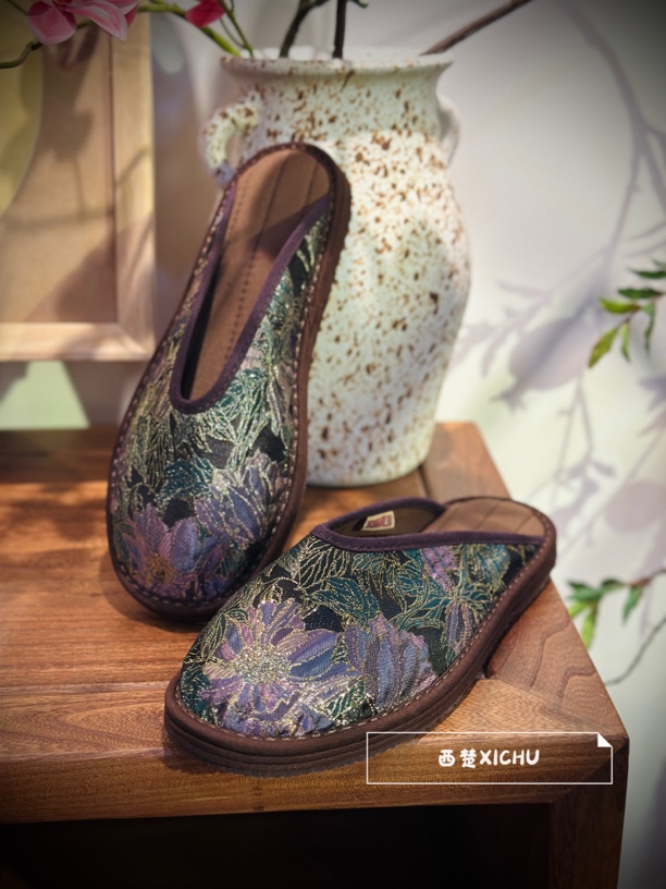 【凌霄】金线提花中式拖鞋