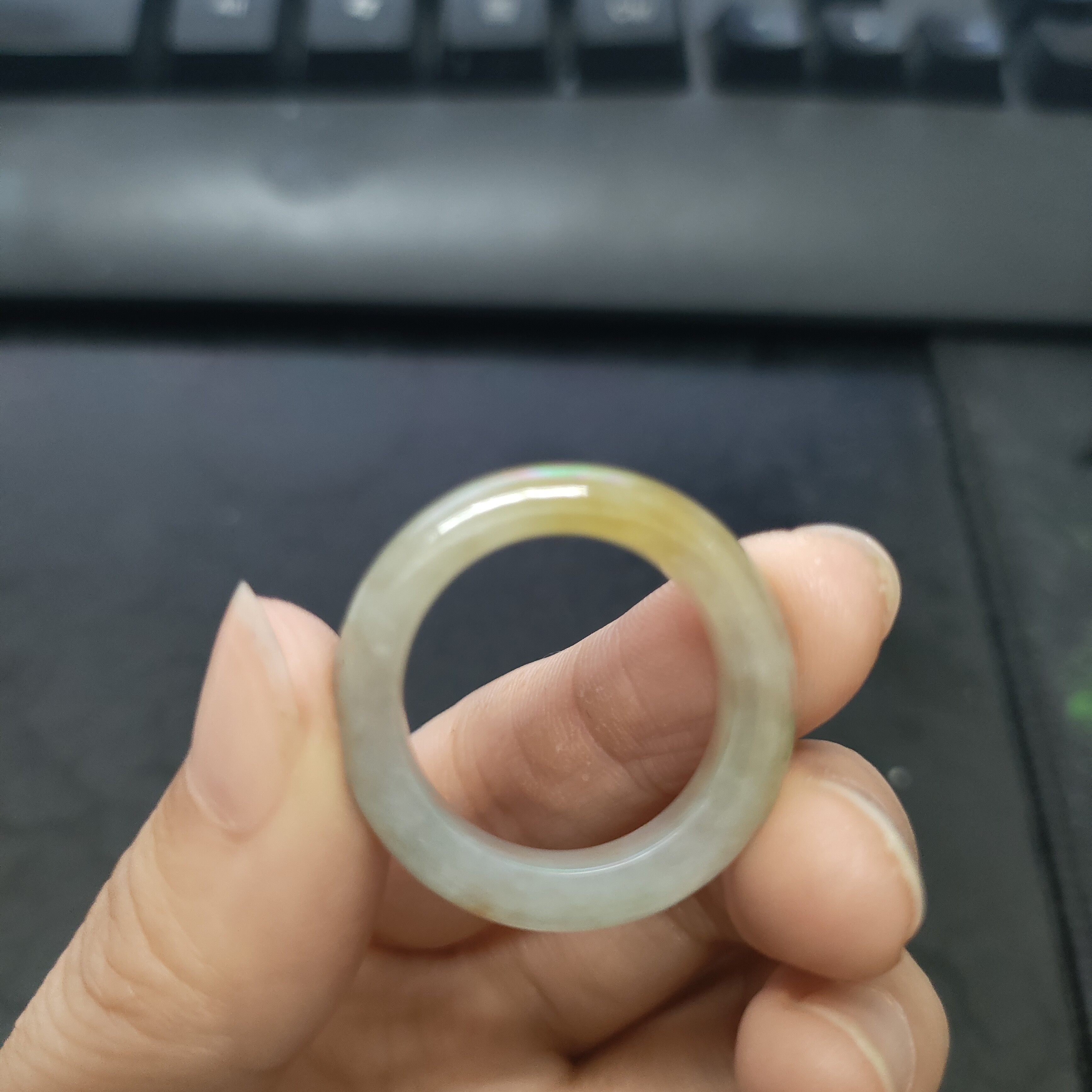 天然翡翠A货冰黄翡戒圈