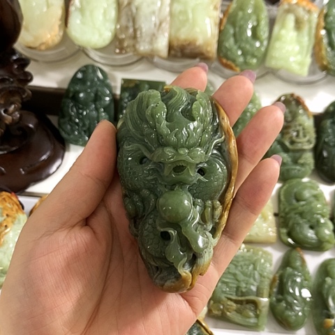 岫岩河磨玉（透闪石质玉）手把件未镶嵌