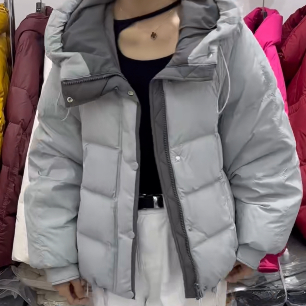 拉链纯色优等品单排扣连帽女款收腰上衣