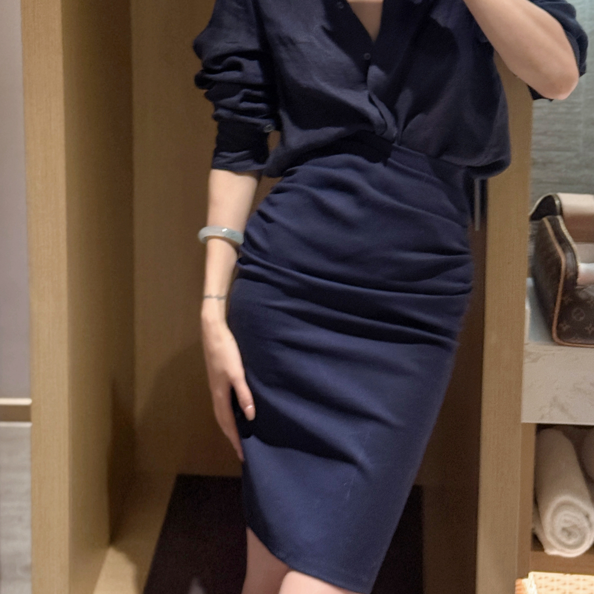 muli沐里高腰褶皱包臀半身裙