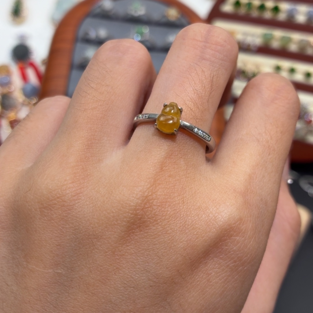 翡翠银S925镶嵌颈饰戒指