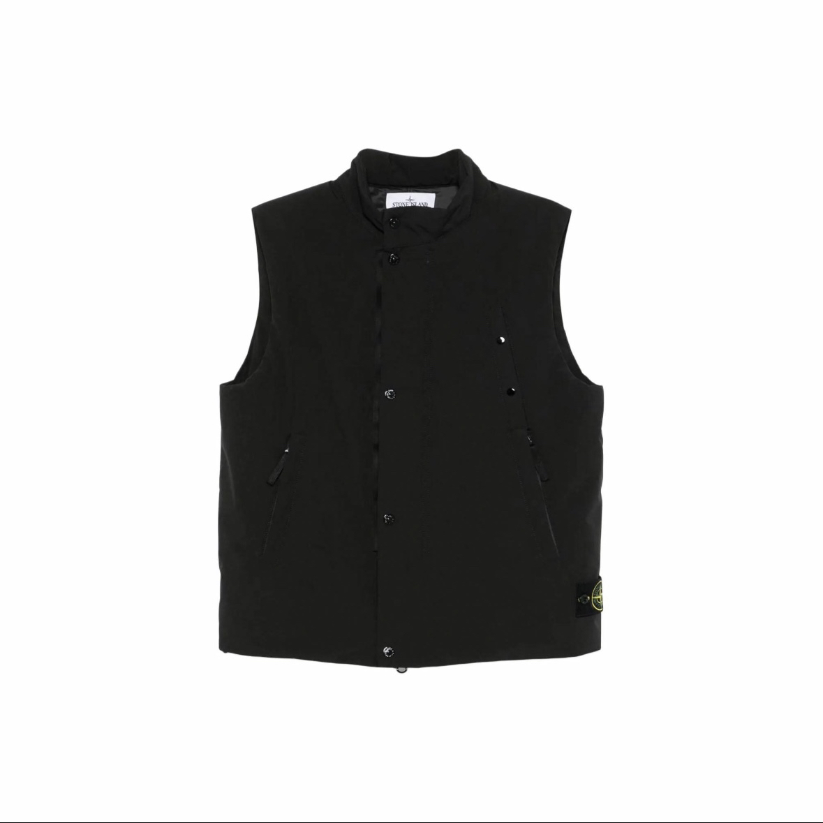 未使用 STONE ISLAND 石头岛 纯色徽标立领马甲男款黑/绿色