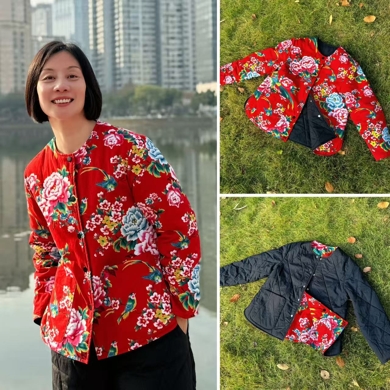 【土花花】贡缎新疆长绒棉双面双穿夹棉圆领小棉服