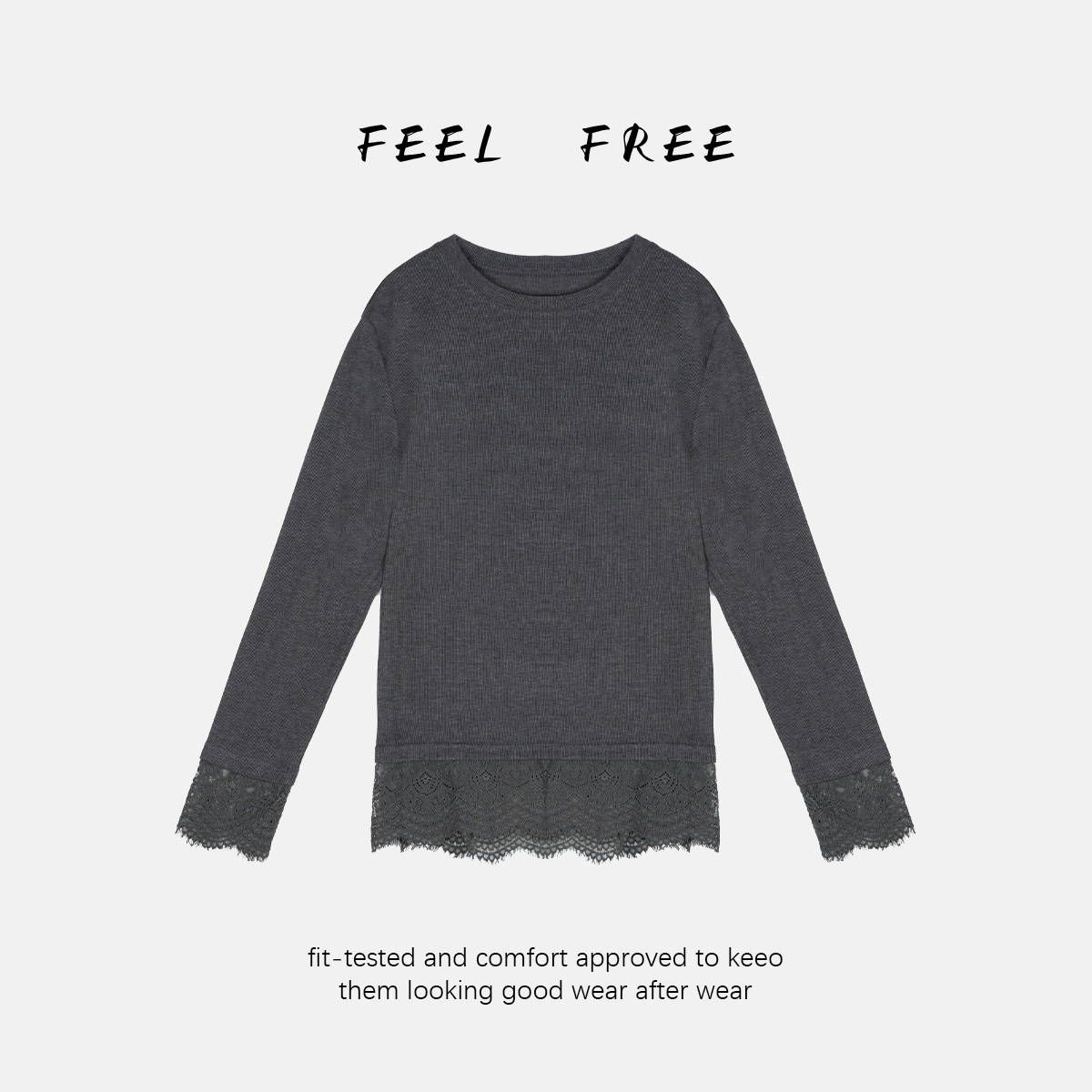 FEEL FREE-小灰花边打底tee 2025新款NEW